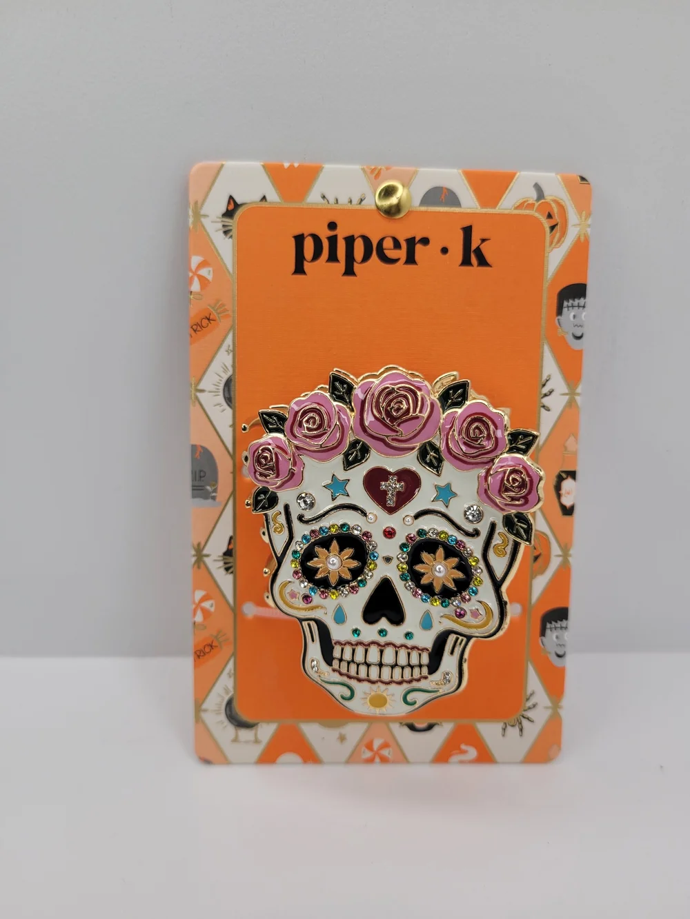 👉✨️ Piper K Rose Crown Sugar Skull Day Of The Dead Metal Hair Claw Clip